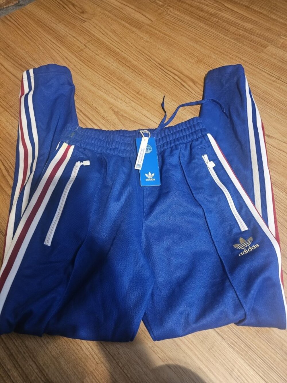 Adidas FB Nations Trefoil Brekenbauer Track Pants HK7400 Blue White Red XS